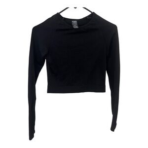 Pink Victoria’s Secret seamless black long sleeve crop top with finger holes S